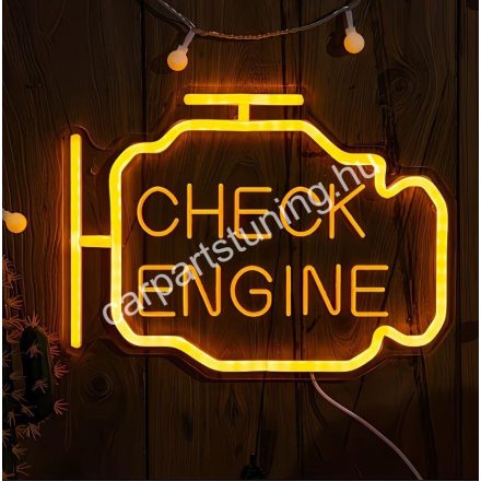 Check Engine Neon Dekoráció – A stílusos „hibaüzenet” (22,5 cm x 30 cm)