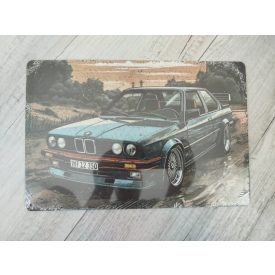   Retro „Klasszikus E30” Fém Dekor Tábla (20x30 cm) – A Legendás Kocka BMW Életérzés