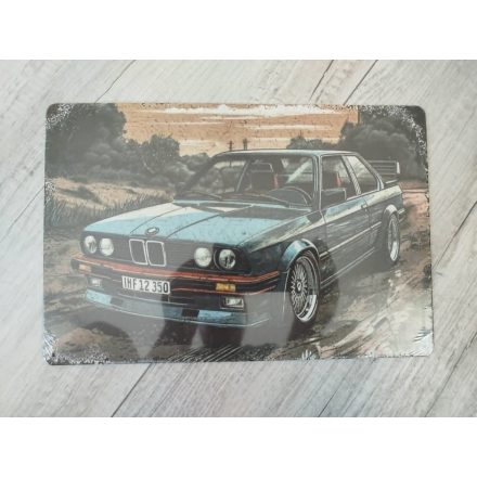 Retro „Klasszikus E30” Fém Dekor Tábla (20x30 cm) – A Legendás Kocka BMW Életérzés