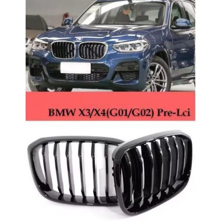 BMW X3 G01 / X4 G02 Lakkfekete Hűtőrács (Vese Szett) – Glossy Black M-Look