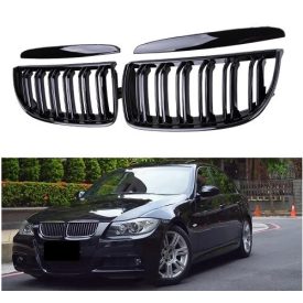 BMW E90, E91 dupla pálcás lakk fekete hűtőrács-vese