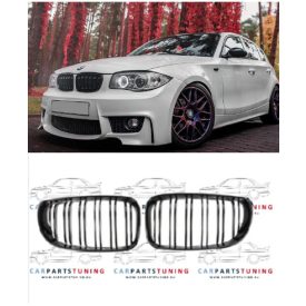   BMW dupla pálcás lakk fekete hűtőrács,vese E81 E87 E82 E88 LCI